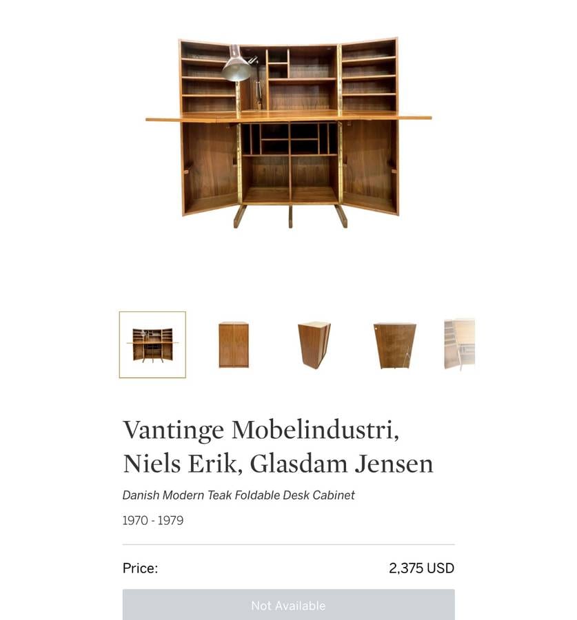 Rare 'Magic Box' fold out danish teak desk by Nils Erik Glasdam — photograph 13 of 13