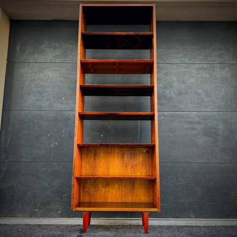 Danish modern tall rosewood shelving unit
