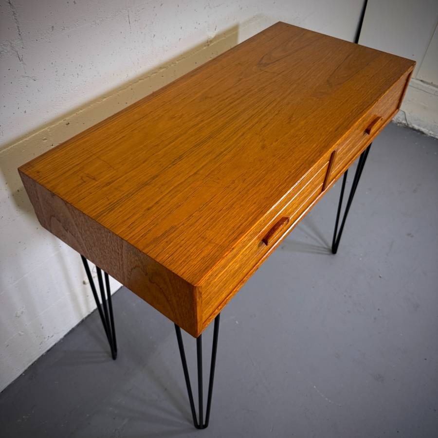 Compact atomic teak mid century modern desk — photograph 6 of 6