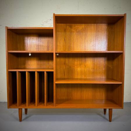 Danish modern teak two tier shelving unit