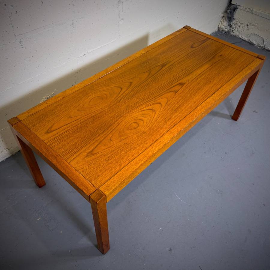 Danish modern teak compact coffee table — photograph 3 of 5