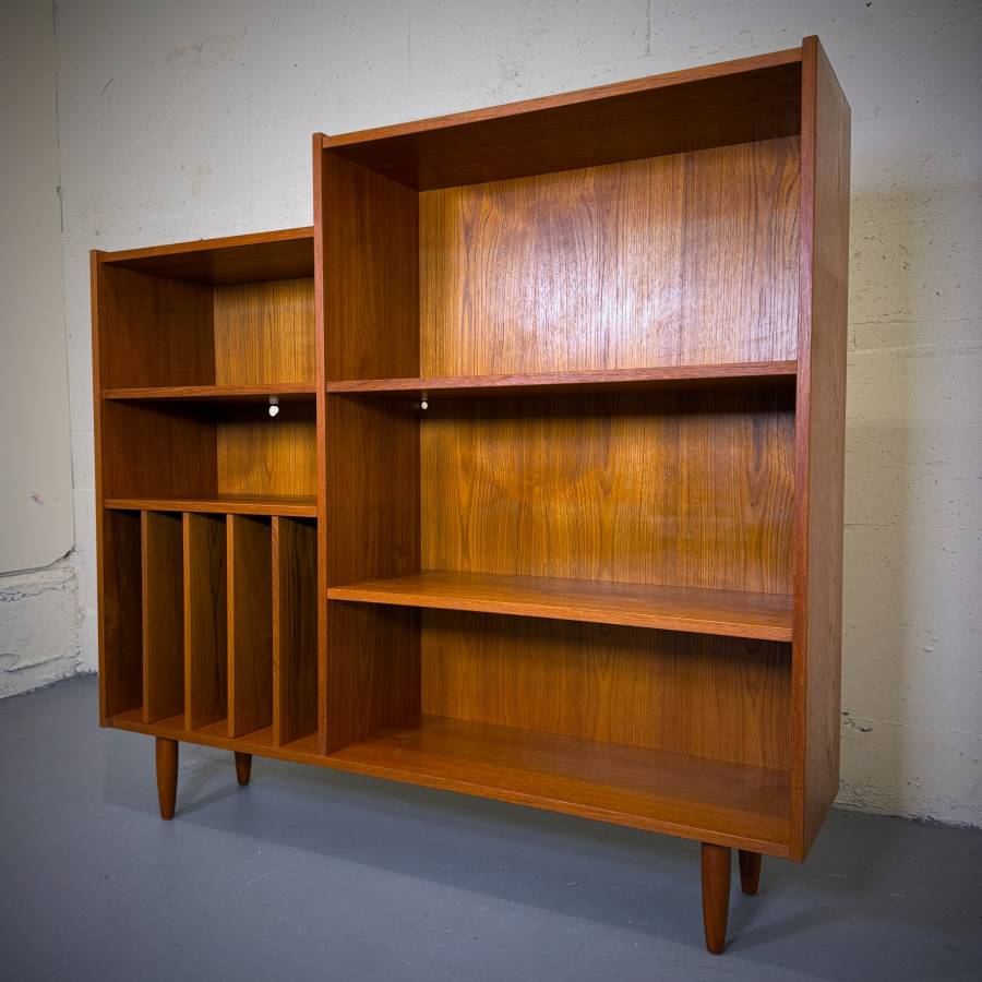 Danish modern teak two tier shelving unit — photograph 3 of 6