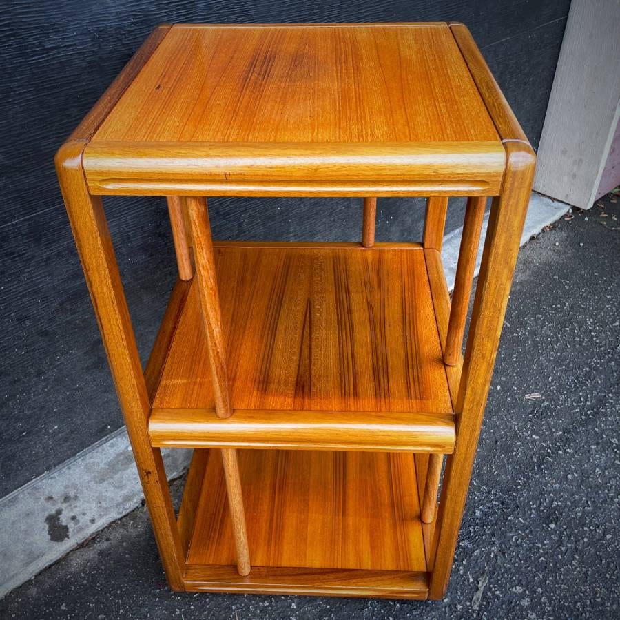 Danish modern vintage teak rotating shelf — photograph 5 of 5