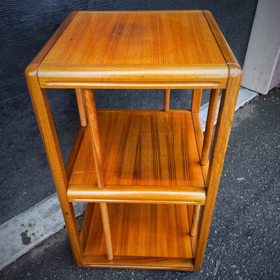 Danish modern vintage teak rotating shelf — photograph 5 of 5