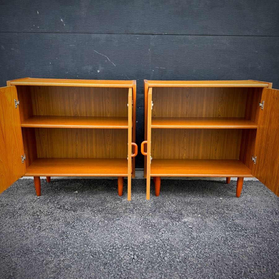 Pair of compact slim profile danish modern teak credenzas — photograph 6 of 6