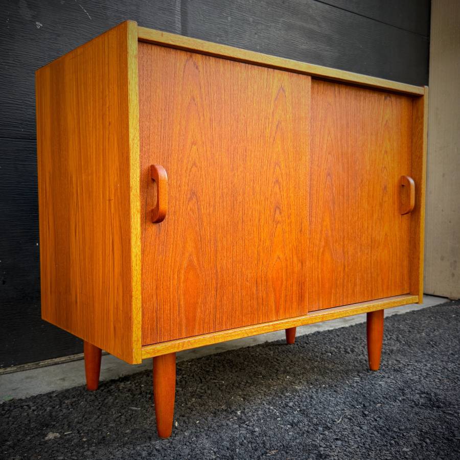Compact mid century modern teak credenza made in Denmark — photograph 2 of 6