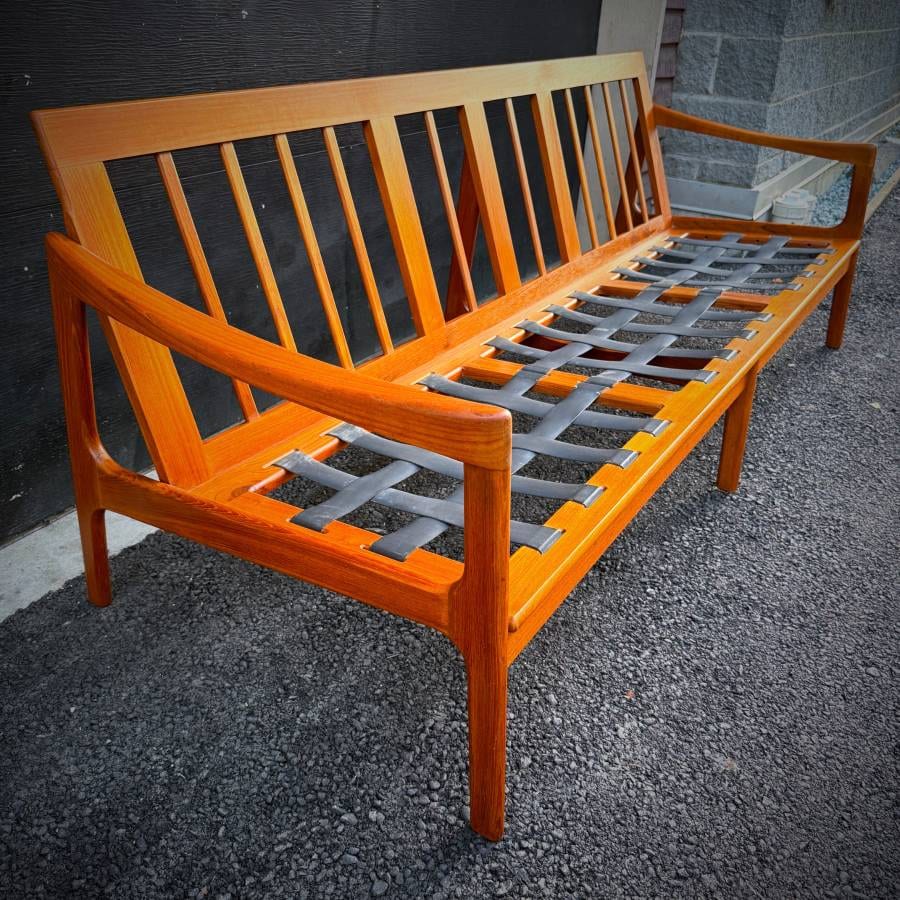 Danish modern teak 3 seater sofa couch — photograph 9 of 9
