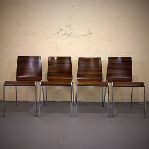 Vintage Italian post modern bentwood and chrome dining chairs