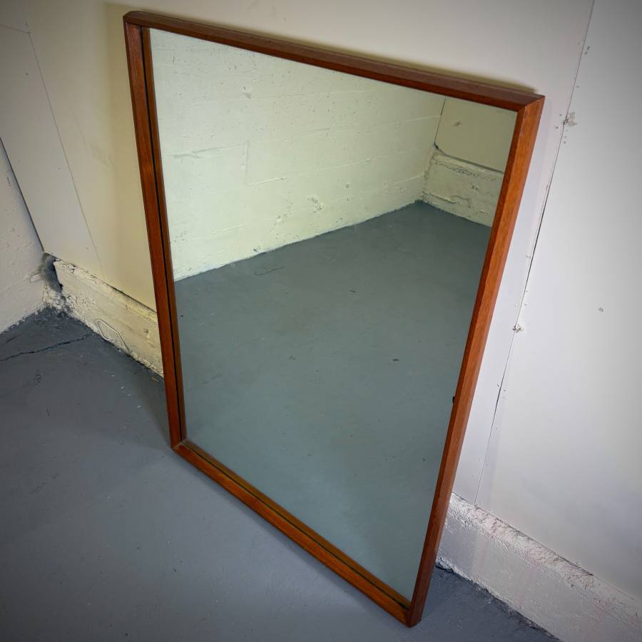 Mid century modern teak framed mirror — photograph 3 of 5