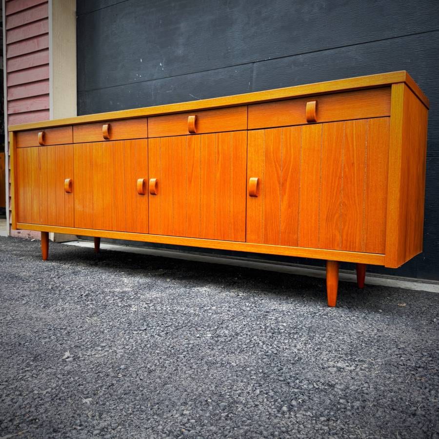 Extra long mid century modern teak credenza — photograph 2 of 7