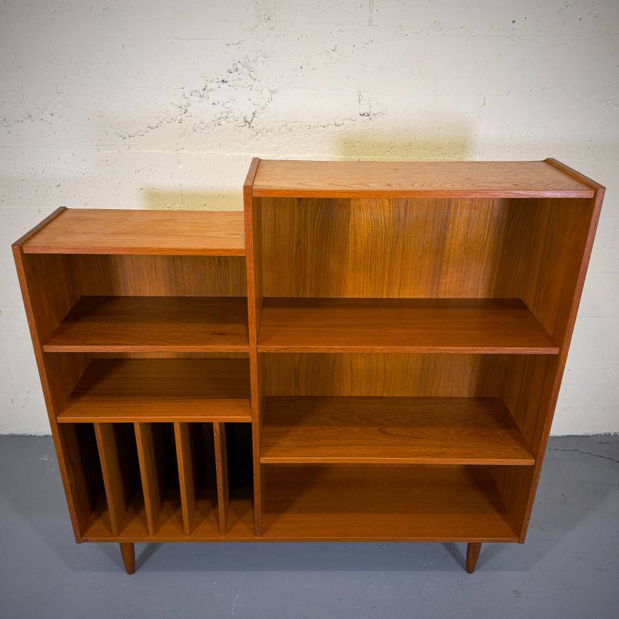 Danish modern teak two tier shelving unit — photograph 4 of 6