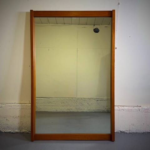Mid century modern vintage teak framed mirror