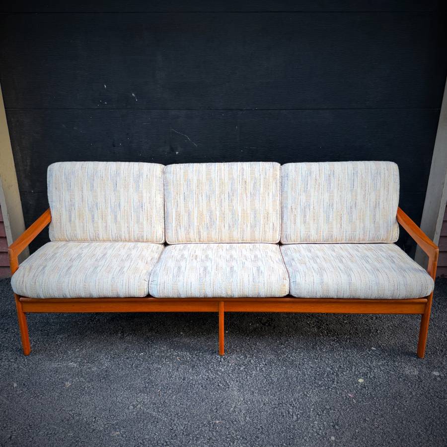 Danish modern teak 3 seater sofa couch — photograph 5 of 9