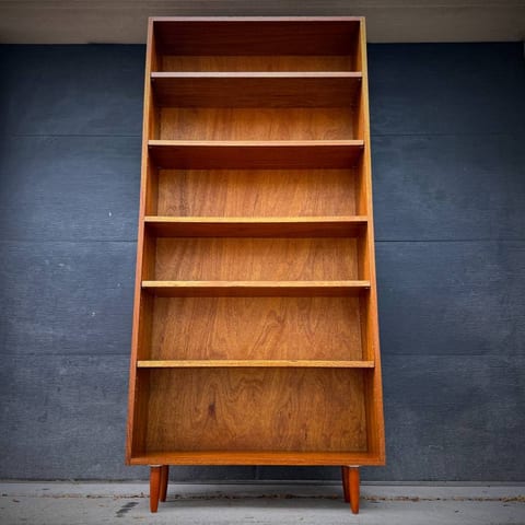 Rare solid mahogany mid century modern shelving unit