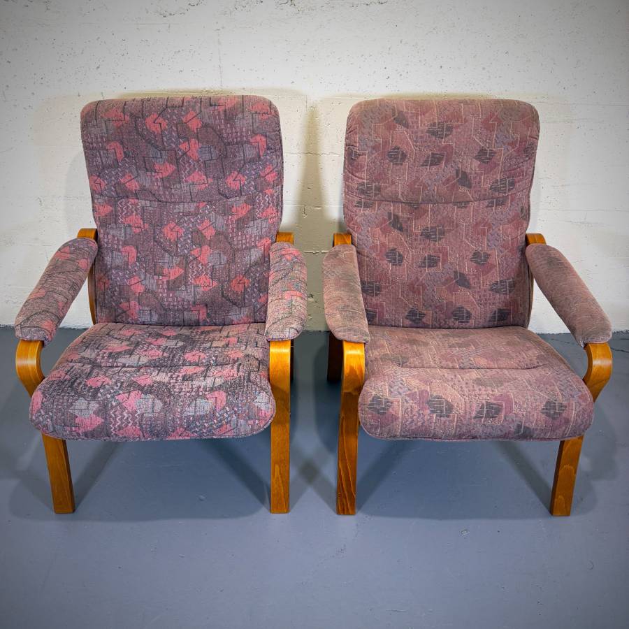 Pair of danish modern teak bentwood lounge chairs — photograph 5 of 9
