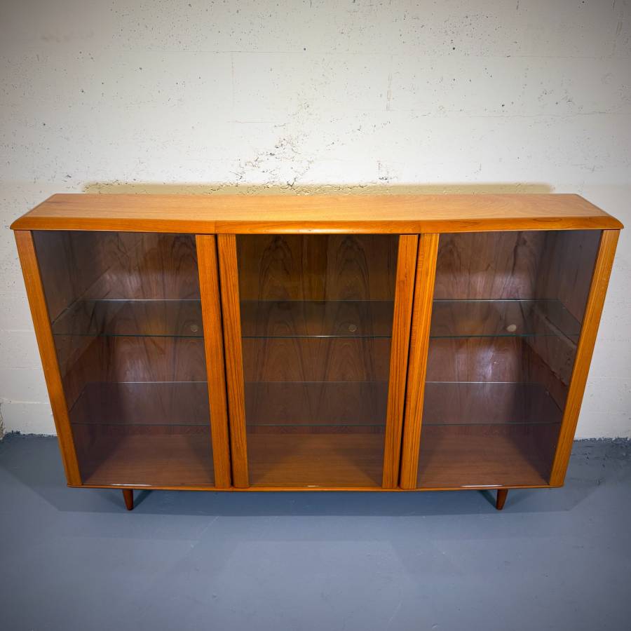 Extra large mid century modern teak and glass shelving unit — photograph 2 of 6