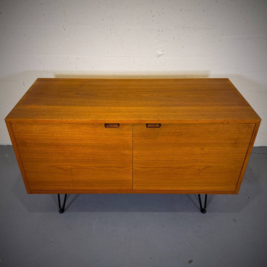 Mid century modern danish bookmatched teak credenza — photograph 3 of 6