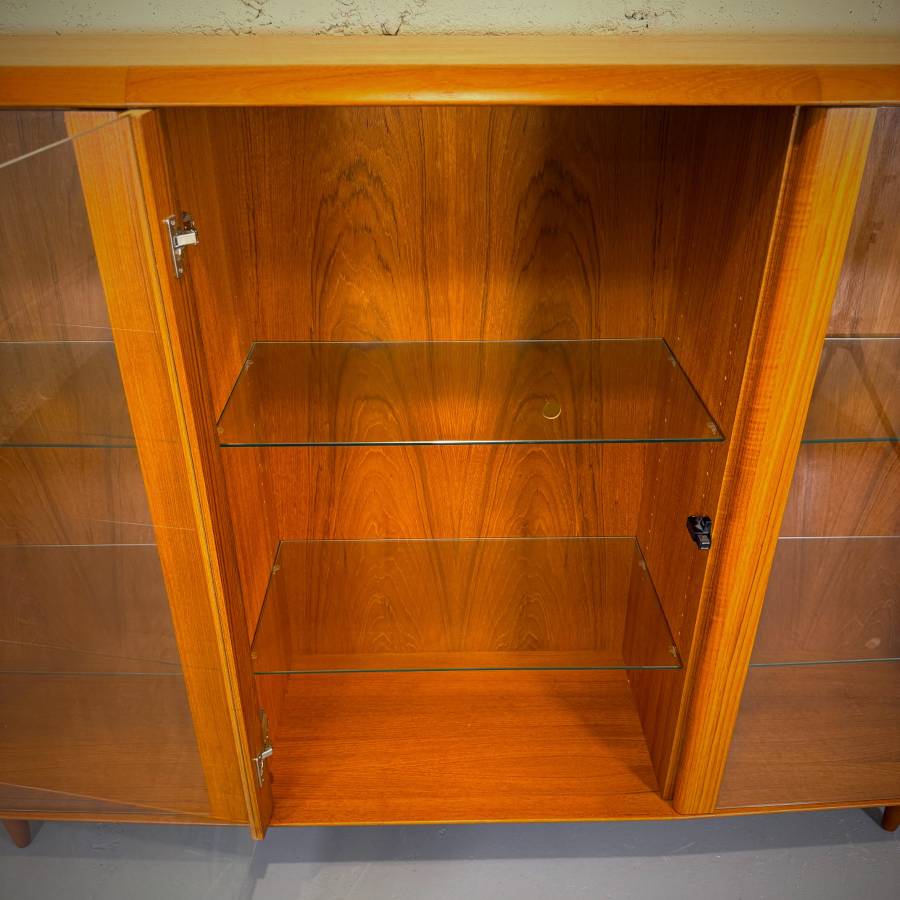 Extra large mid century modern teak and glass shelving unit — photograph 5 of 6