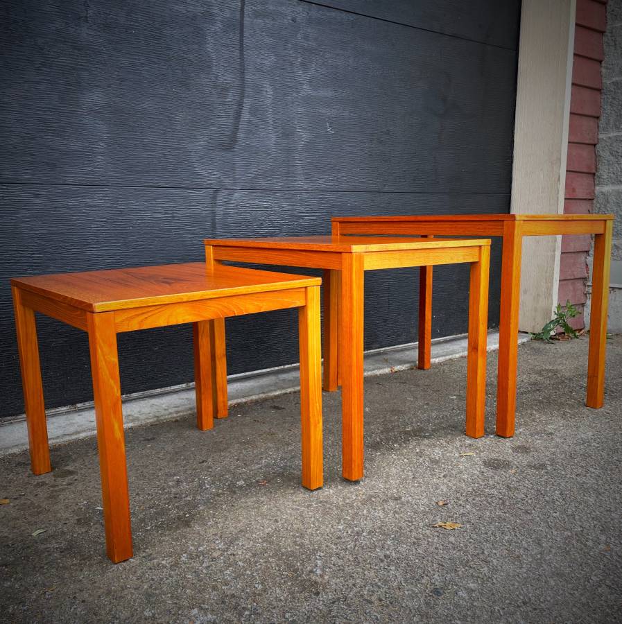Set of 3 danish modern teak nesting tables — photograph 2 of 5