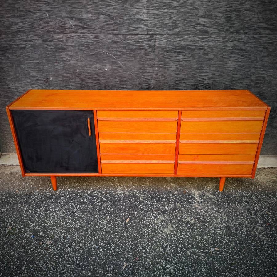 Mid century modern teak dresser credenza — photograph 4 of 6