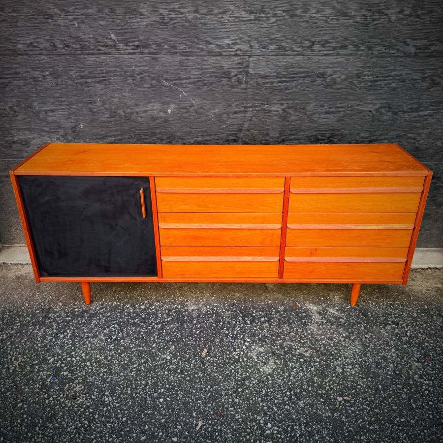 Mid century modern teak dresser credenza — photograph 4 of 6
