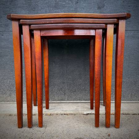 Mid century modern mahogany nesting tables