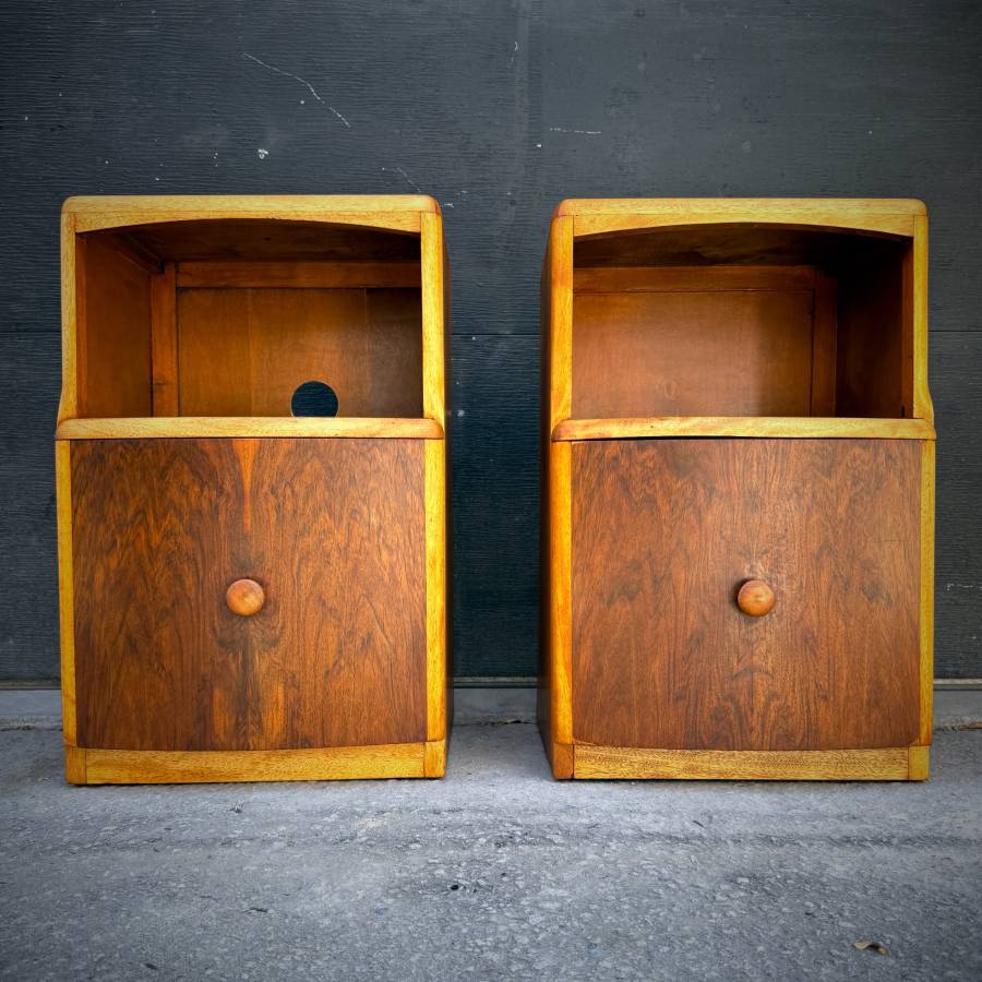 Pair of mid century modern art deco bedside tables — photograph 2 of 6