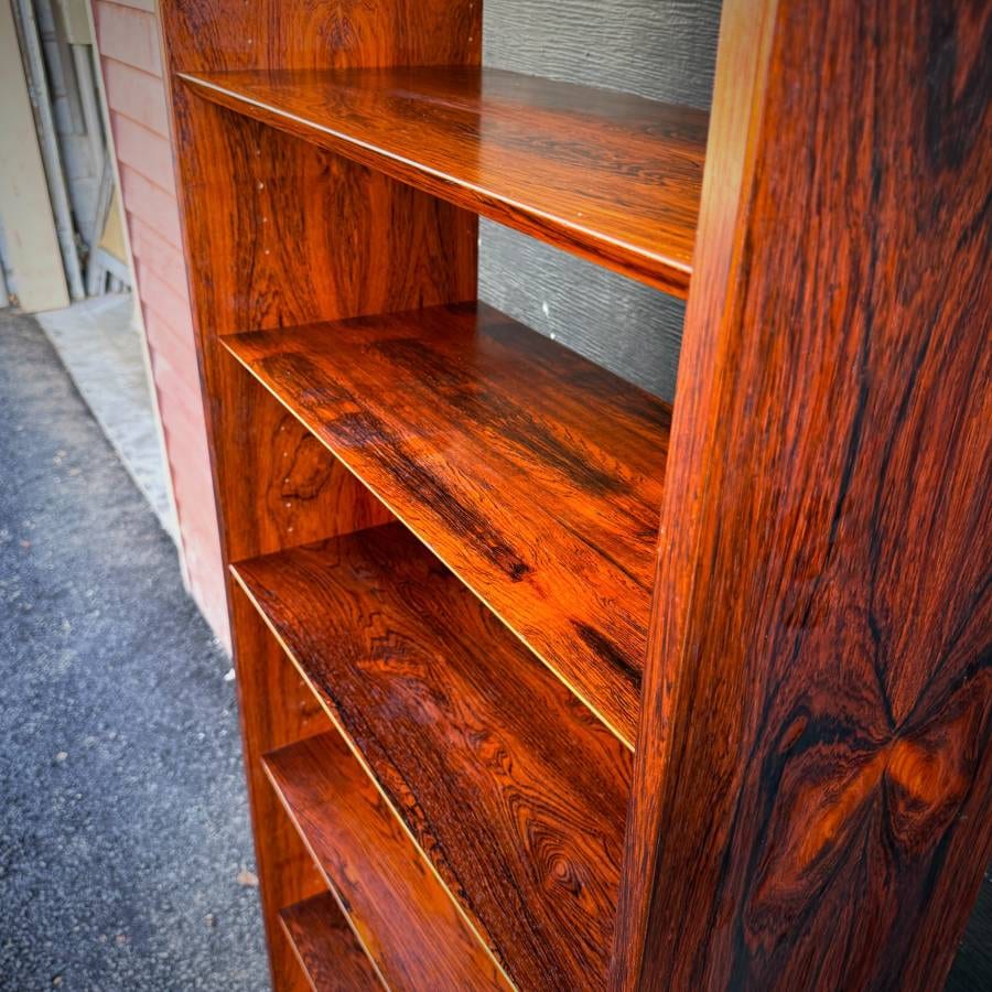 Danish modern tall rosewood shelving unit — photograph 4 of 5