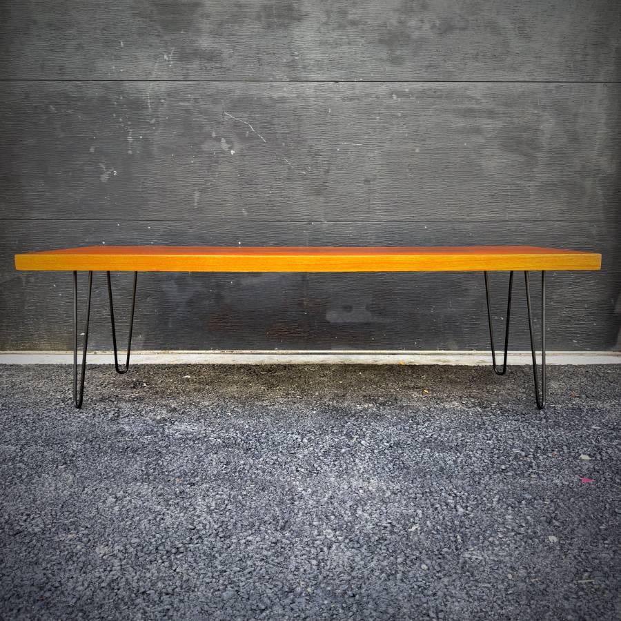 Mid century modern atomic teak surfboard coffee table — photograph 2 of 5
