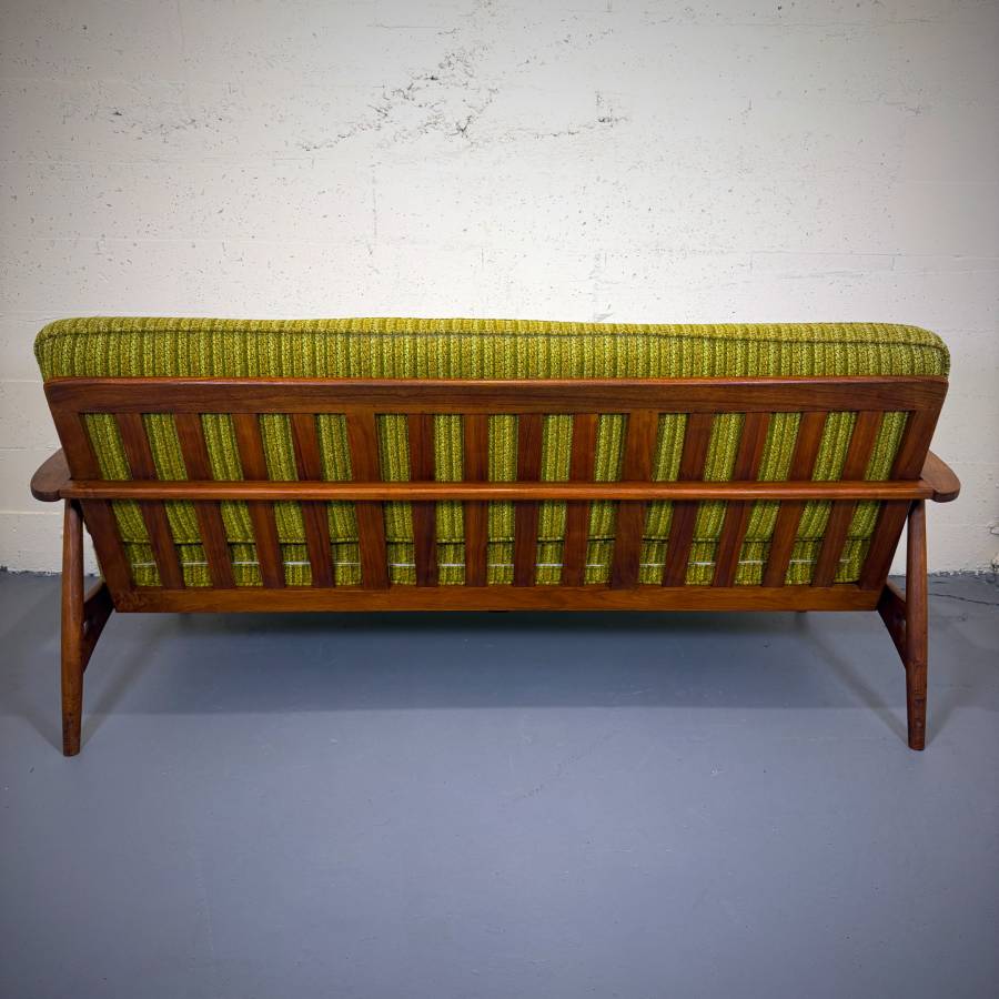 Beautiful mid century modern teak and wool sofa — photograph 8 of 10