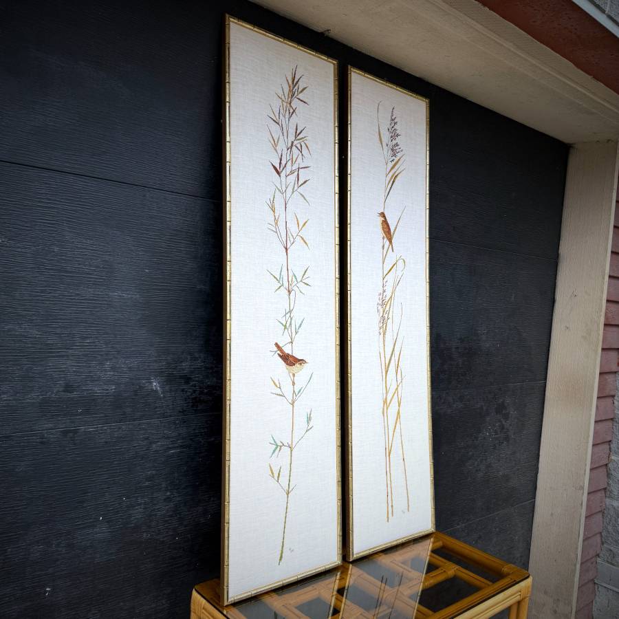 Pair of large vintage needle point artworks — photograph 2 of 5