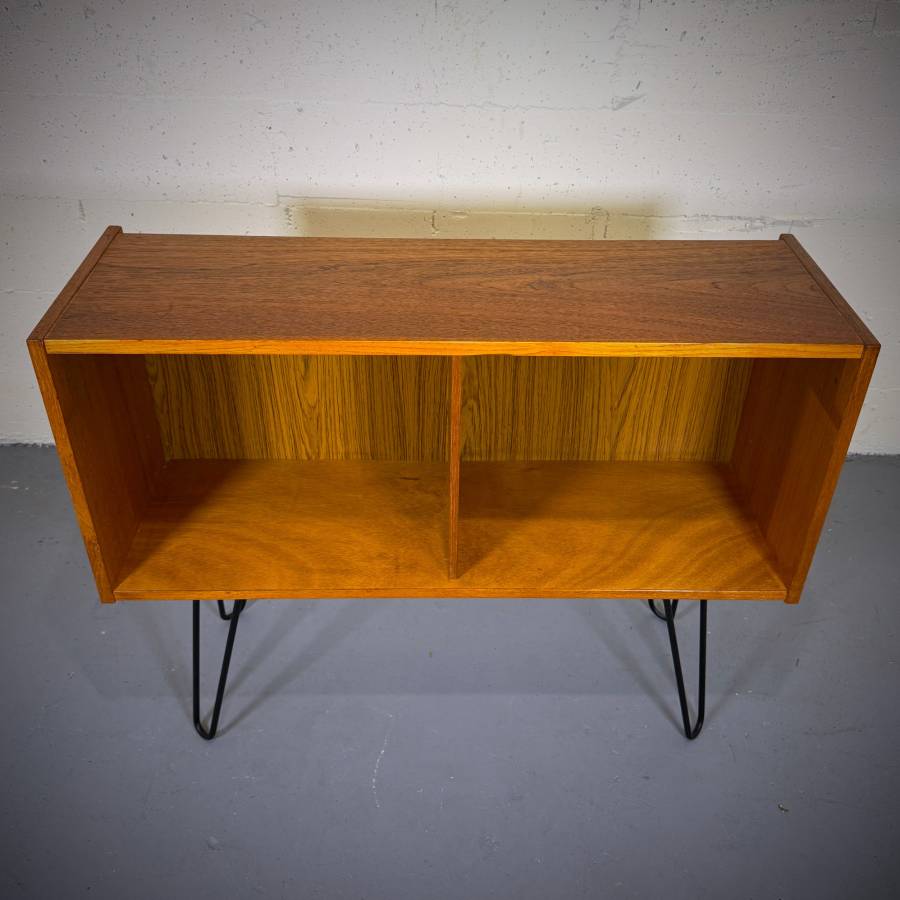 Compact mcm atomic teak LP shelf — photograph 4 of 5