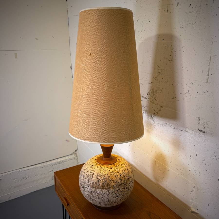 Beautiful Extra large mid century modern teak and cork lamp — photograph 6 of 6