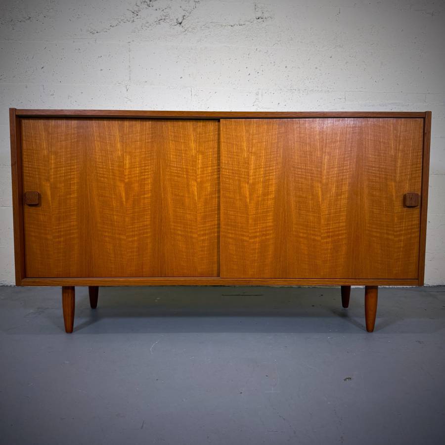 Danish modern teak apartment sized credenza by Domino Mobler — photograph 3 of 7
