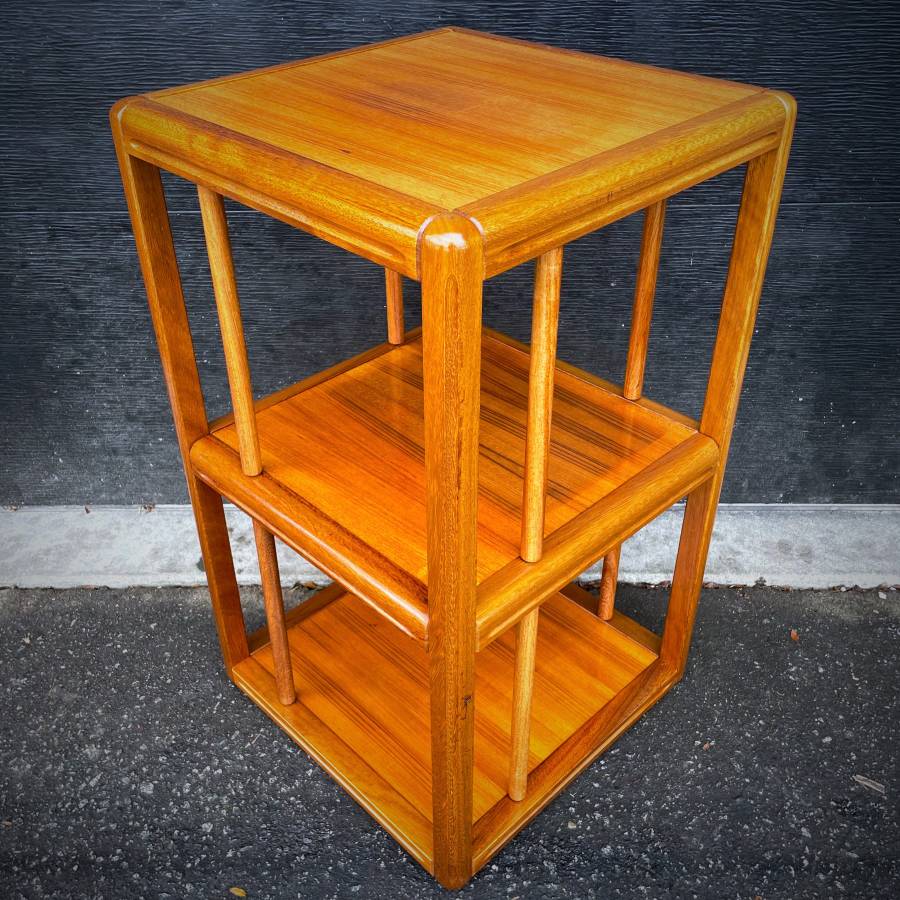 Danish modern vintage teak rotating shelf — photograph 4 of 5