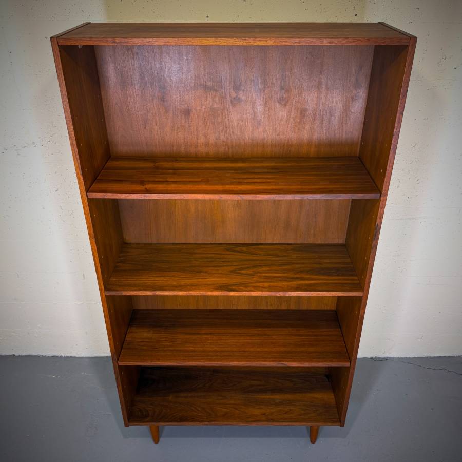 Beautiful refinished mid century modern walnut bookshelf — photograph 4 of 5