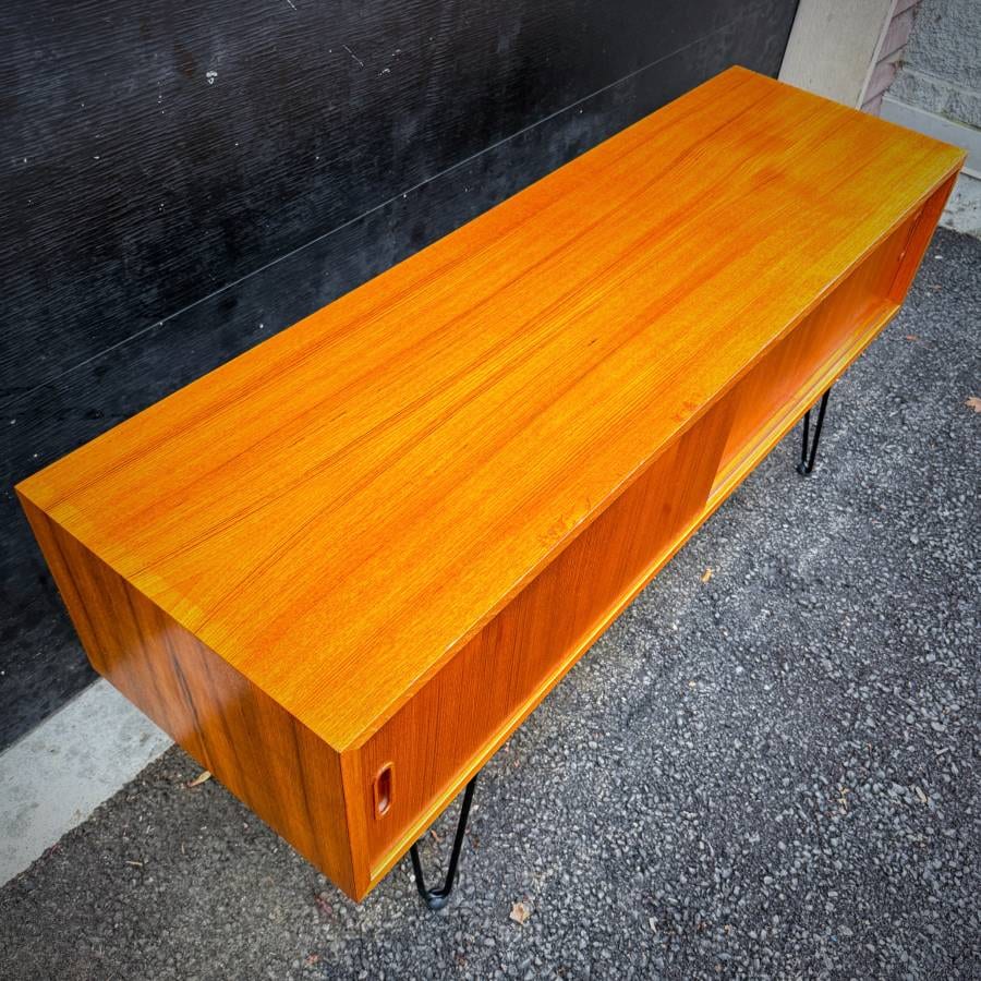 Danish modern atomic teak media stand credenza by Poul Hundevad — photograph 5 of 7