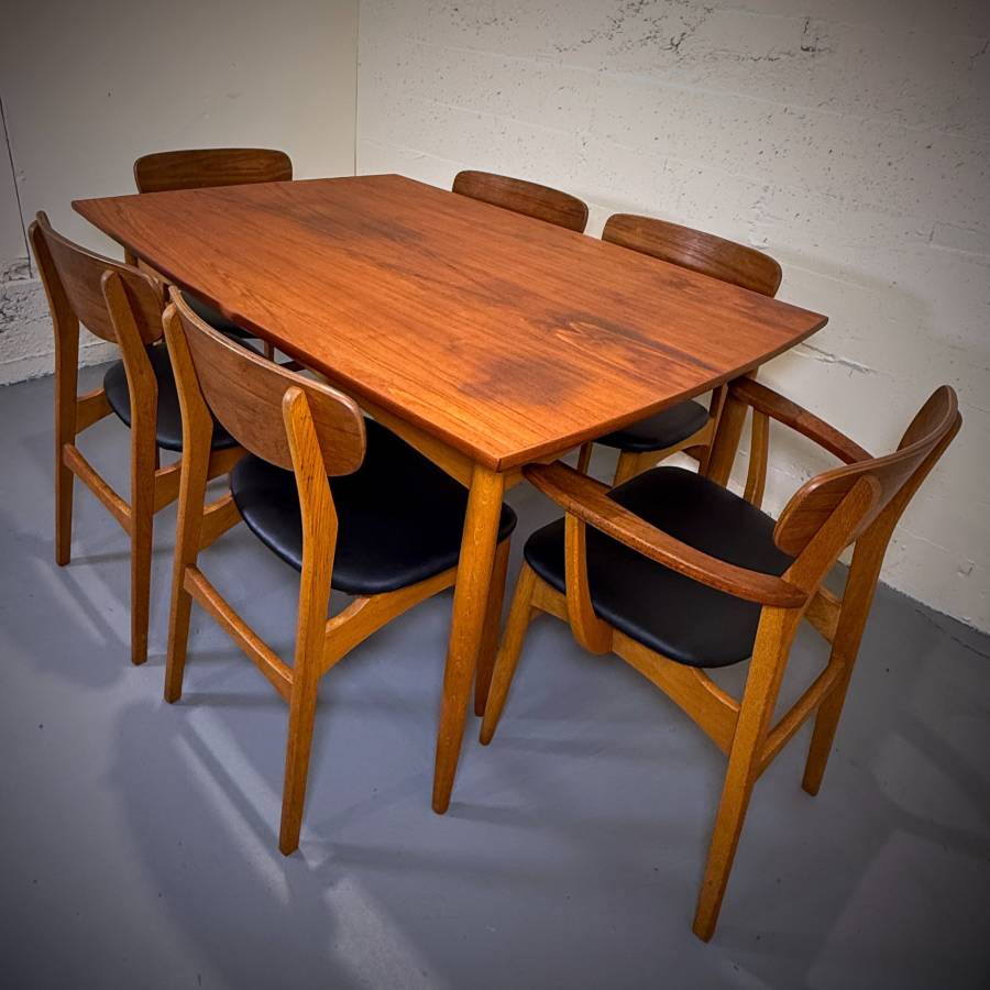 Beautiful set of 6 mcm teak and oak dining chairs — photograph 12 of 12