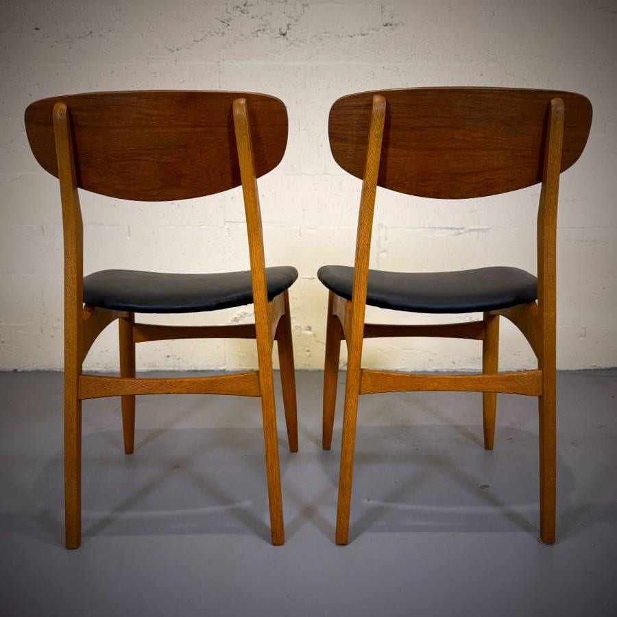 Beautiful set of 6 mcm teak and oak dining chairs — photograph 6 of 12
