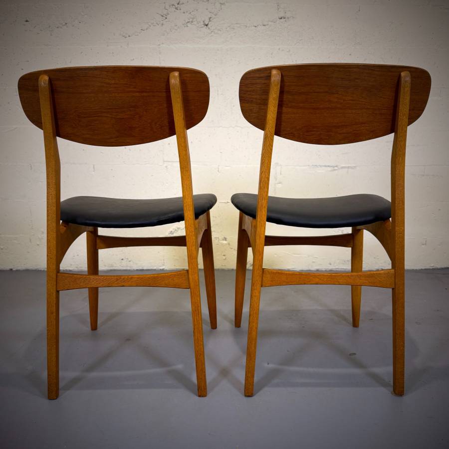 Beautiful set of 6 mcm teak and oak dining chairs — photograph 6 of 12