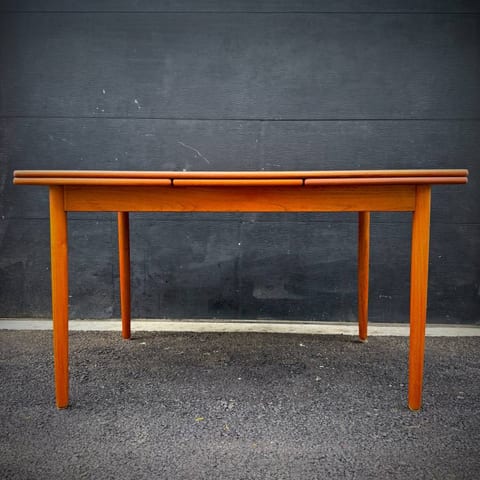 Mid century modern teak dining table with extensions