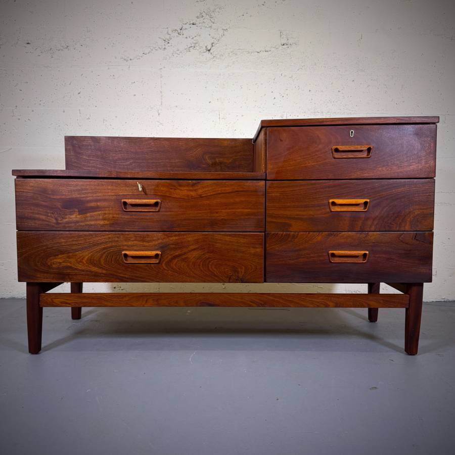 Beautiful solid afromesian teak two tier dresser — photograph 2 of 7