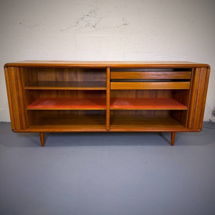 Stunning danish modern teak tambour door credenza — photograph 7 of 9
