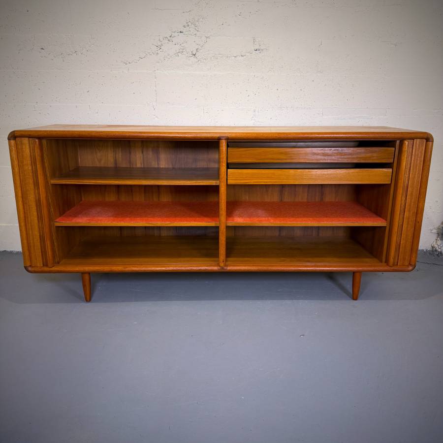 Stunning danish modern teak tambour door credenza — photograph 7 of 9