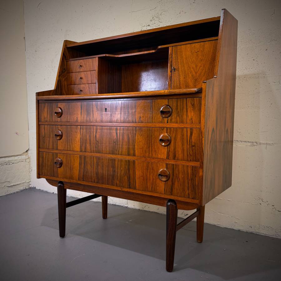 Stunning 1960s danish modern rosewood secretaire desk dresser — photograph 2 of 9