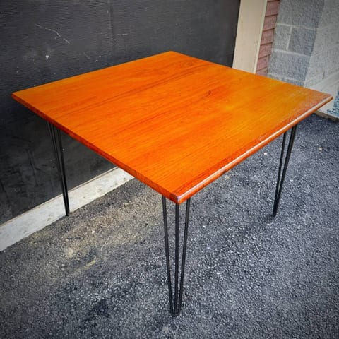 Beautiful compact solid teak vintage atomic dining table
