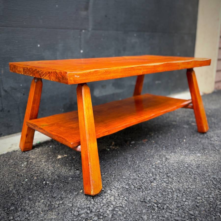 Vintage mcm solid wood coffee table — photograph 3 of 5