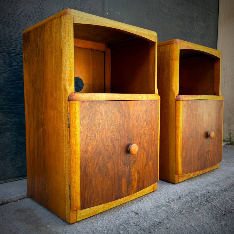Pair of mid century modern art deco bedside tables — photograph 3 of 6
