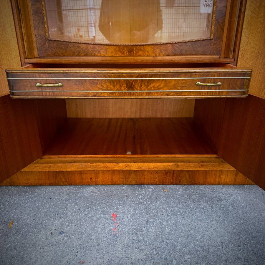 Large mid century modern teak and burled walnut hutch — photograph 8 of 10