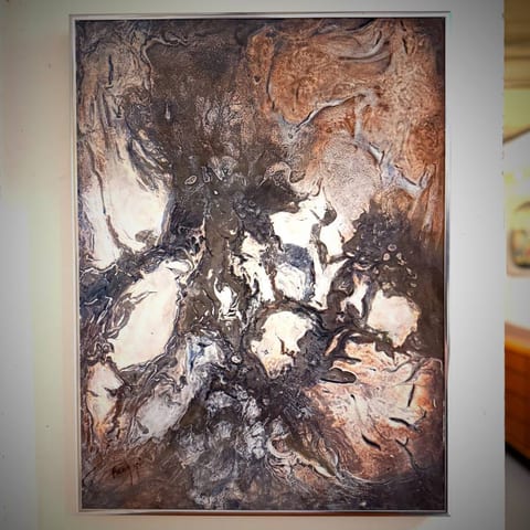 Beautiful vintage abstract original painting by Fang Yi
